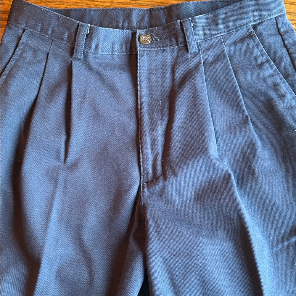 Izod double pleat navy cotton wide leg high rise pants EUC - Picture 2 of 5
